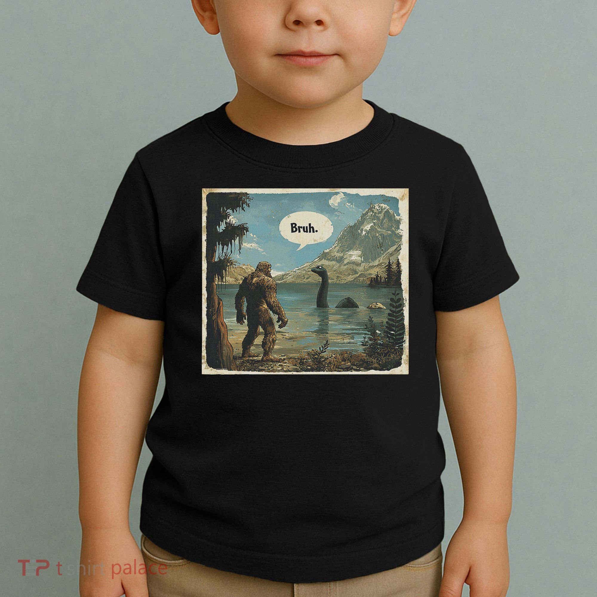 Funny Bigfoot Sasquatch Loch Ness Monster Introvert Bruh Toddler T-Shirt