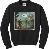 Funny Bigfoot Sasquatch Loch Ness Monster Introvert Bruh Kids Sweatshirt thumb 0