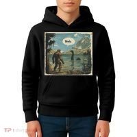 Funny Bigfoot Sasquatch Loch Ness Monster Introvert Bruh Kids Hoodie thumb 4
