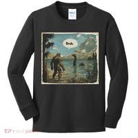 Funny Bigfoot Sasquatch Loch Ness Monster Introvert Bruh Kids Long Sleeve Shirt thumb 0
