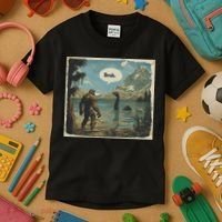 Funny Bigfoot Sasquatch Loch Ness Monster Introvert Bruh Kids T-Shirt thumb 3