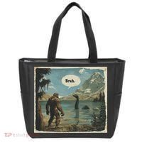 Funny Bigfoot Sasquatch Loch Ness Monster Introvert Bruh Tote Bag thumb 0