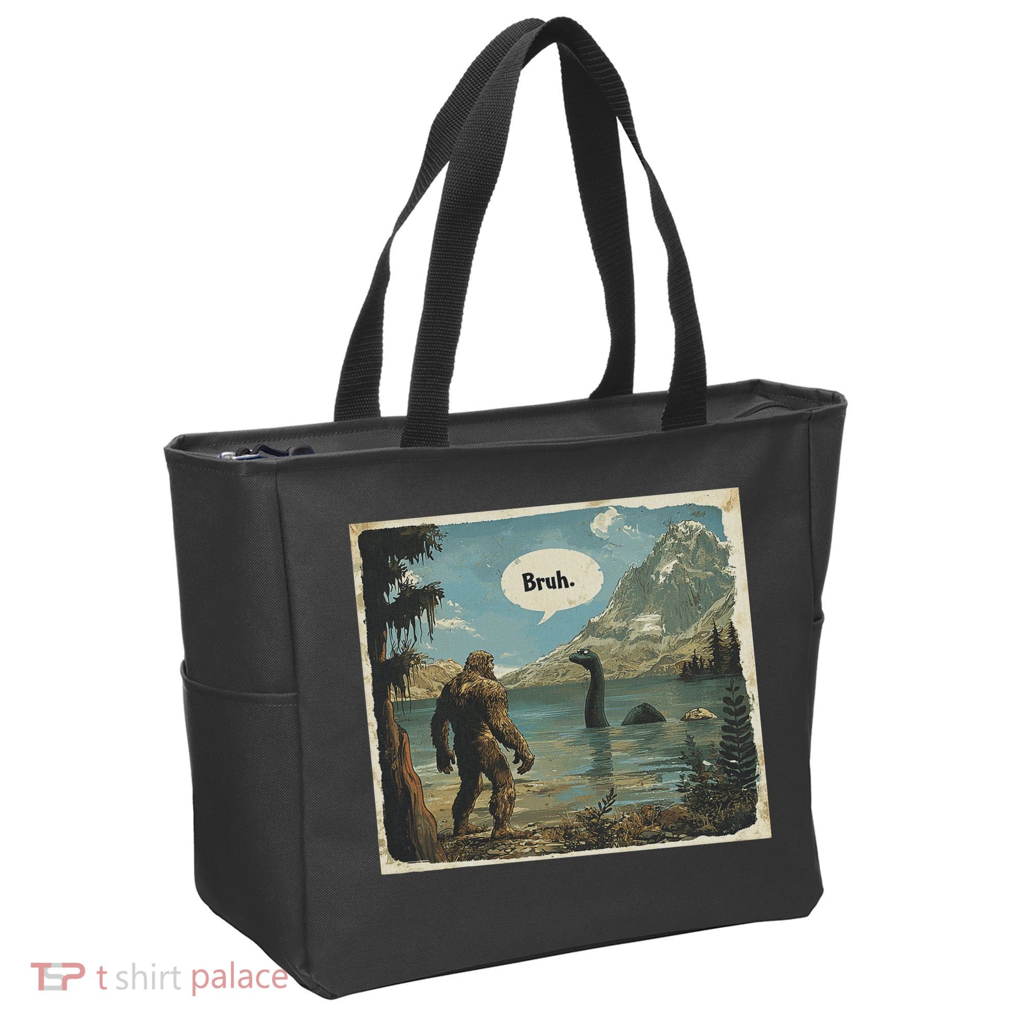 Funny Bigfoot Sasquatch Loch Ness Monster Introvert Bruh Tote Bag