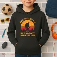 Funny Bigfoot Saw Me But Nobody Believes Him Kids Hoodie thumb 2