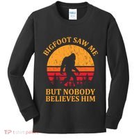 Funny Bigfoot Saw Me But Nobody Believes Him Kids Long Sleeve Shirt thumb 0