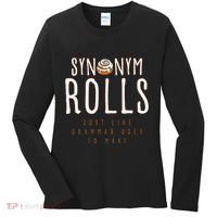 Funny Baking Synonym Rolls English Grammar Pun For Teacher Women's Long Sleeve Shirt thumb 0