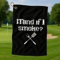 Funny Bbq Smoker Accessory Pitmaster Grill Golf Towel thumb 1