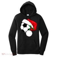 Football Ball Santa's Hat Christmas Xmas Soccer Fan Gift Funny Gift Women's Hoodie thumb 0