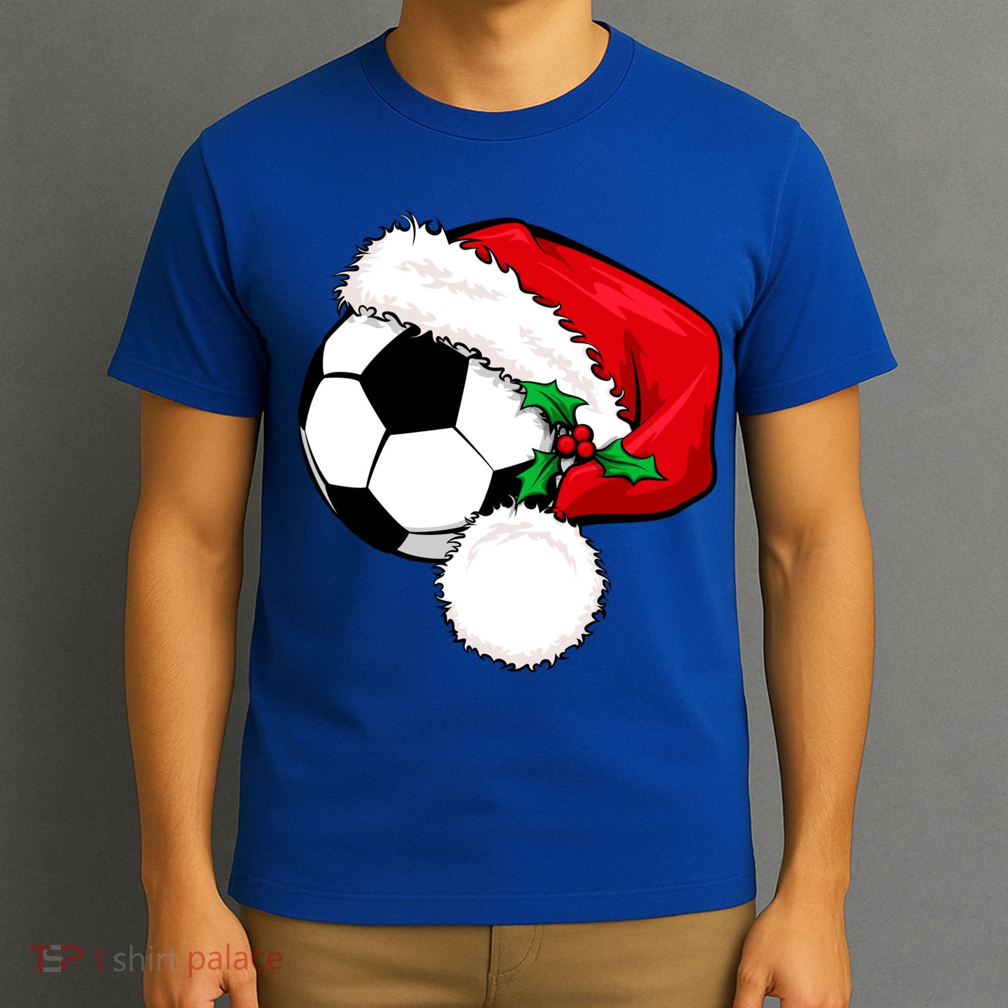 Football Ball Santa's Hat Christmas Xmas Soccer Fan Gift Funny Gift T-Shirt