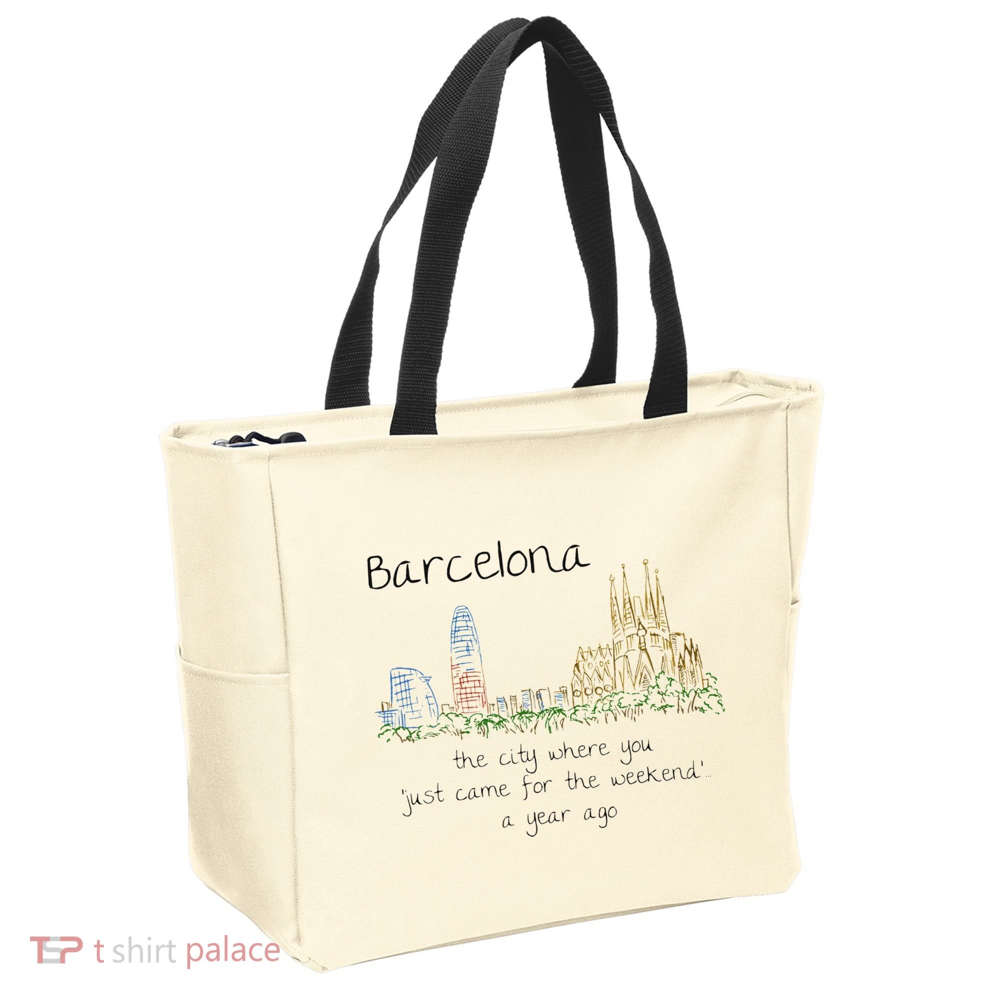 Funny Barcelona Spain Souvenir Hand Drawn Art Gift Tote Bag