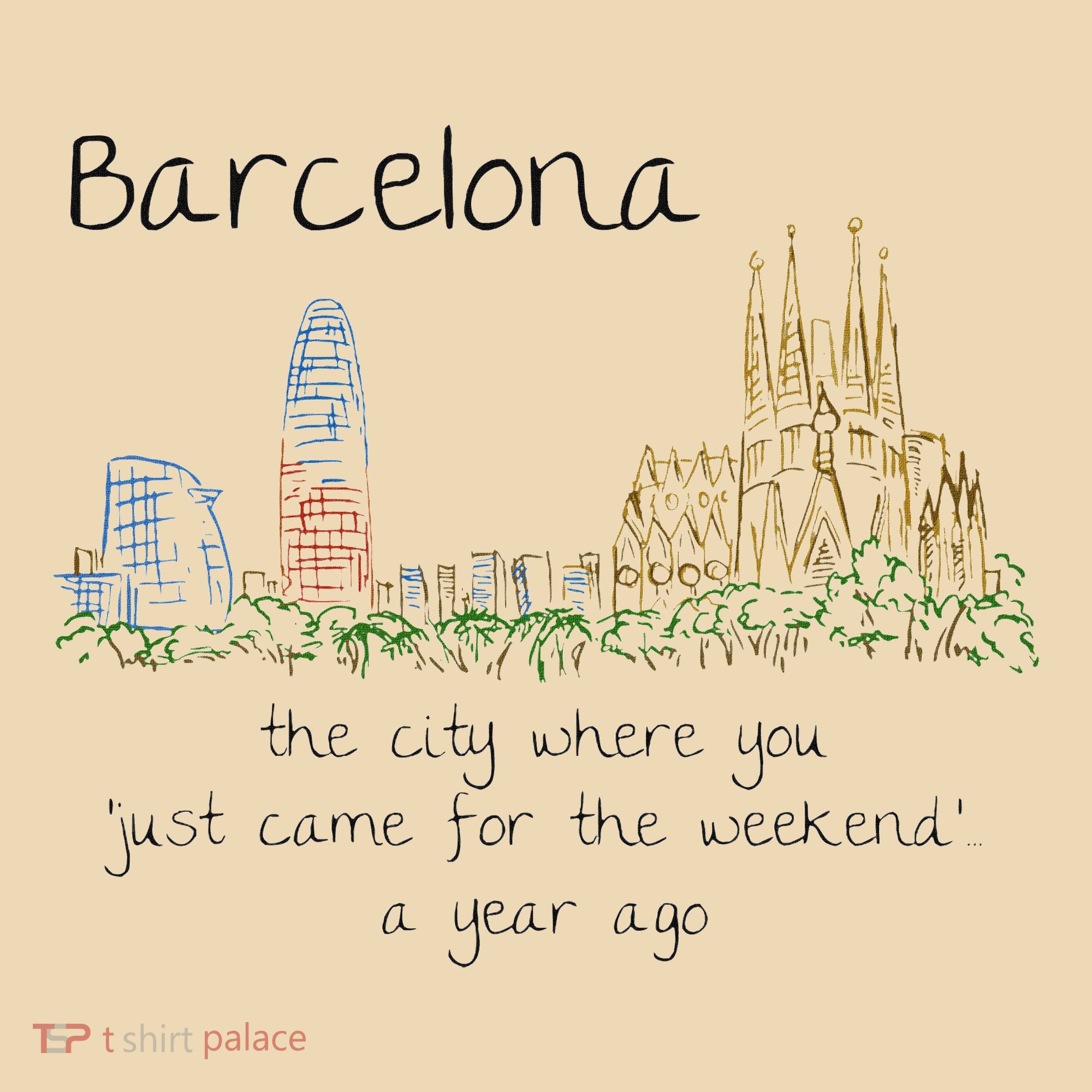 Funny Barcelona Spain Souvenir Hand Drawn Art Gift Tote Bag