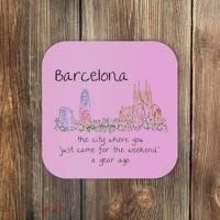 Funny Barcelona Spain Souvenir Hand Drawn Art Gift Coaster thumb 0