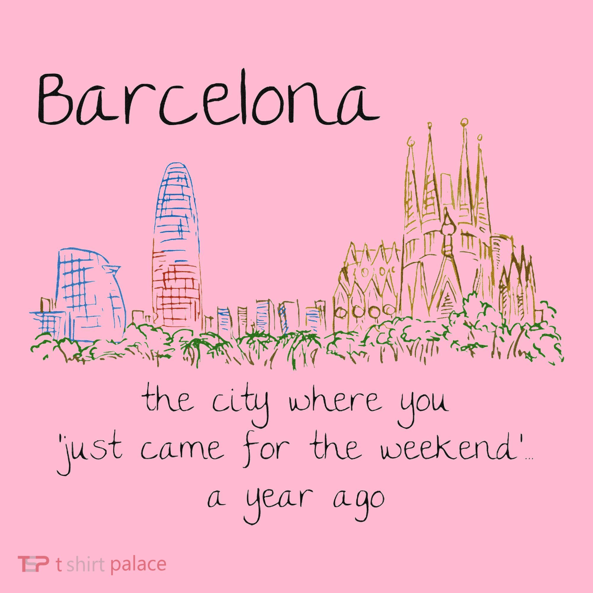 Funny Barcelona Spain Souvenir Hand Drawn Art Gift Coaster