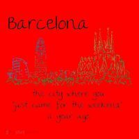 Funny Barcelona Spain Souvenir Hand Drawn Art Gift Santa Hat thumb 1