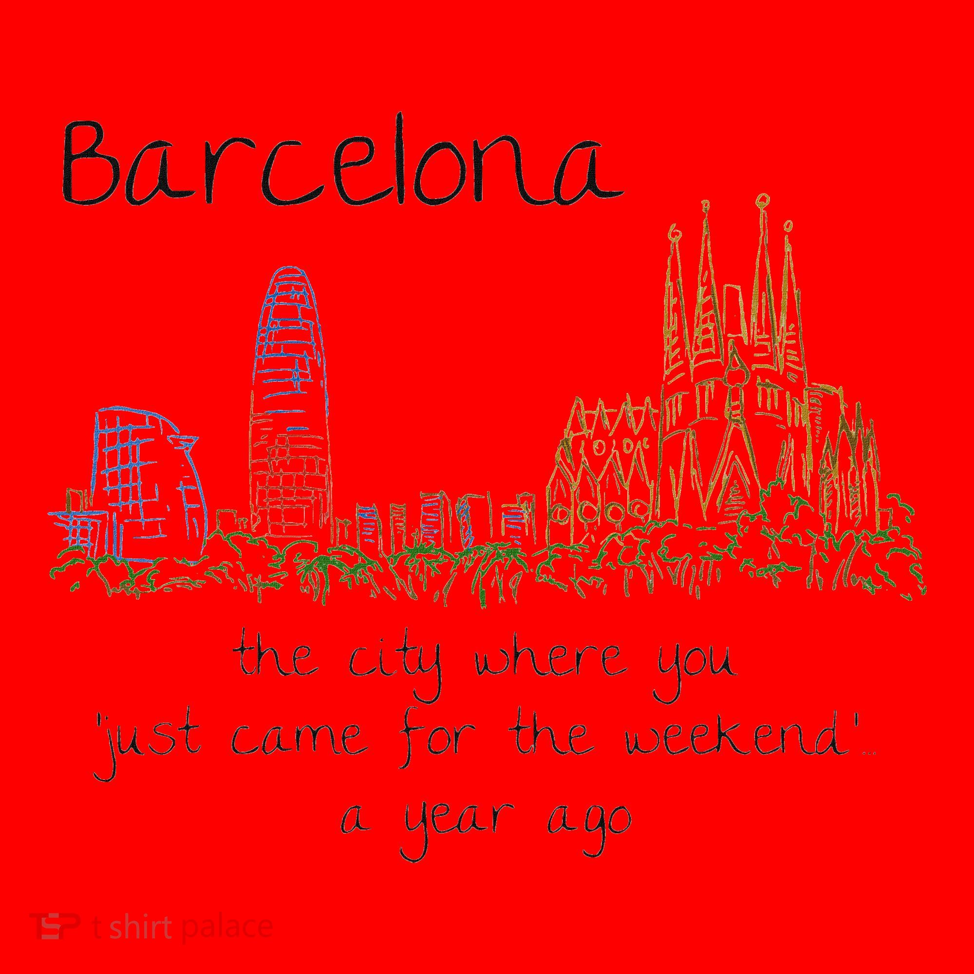 Funny Barcelona Spain Souvenir Hand Drawn Art Gift Santa Hat