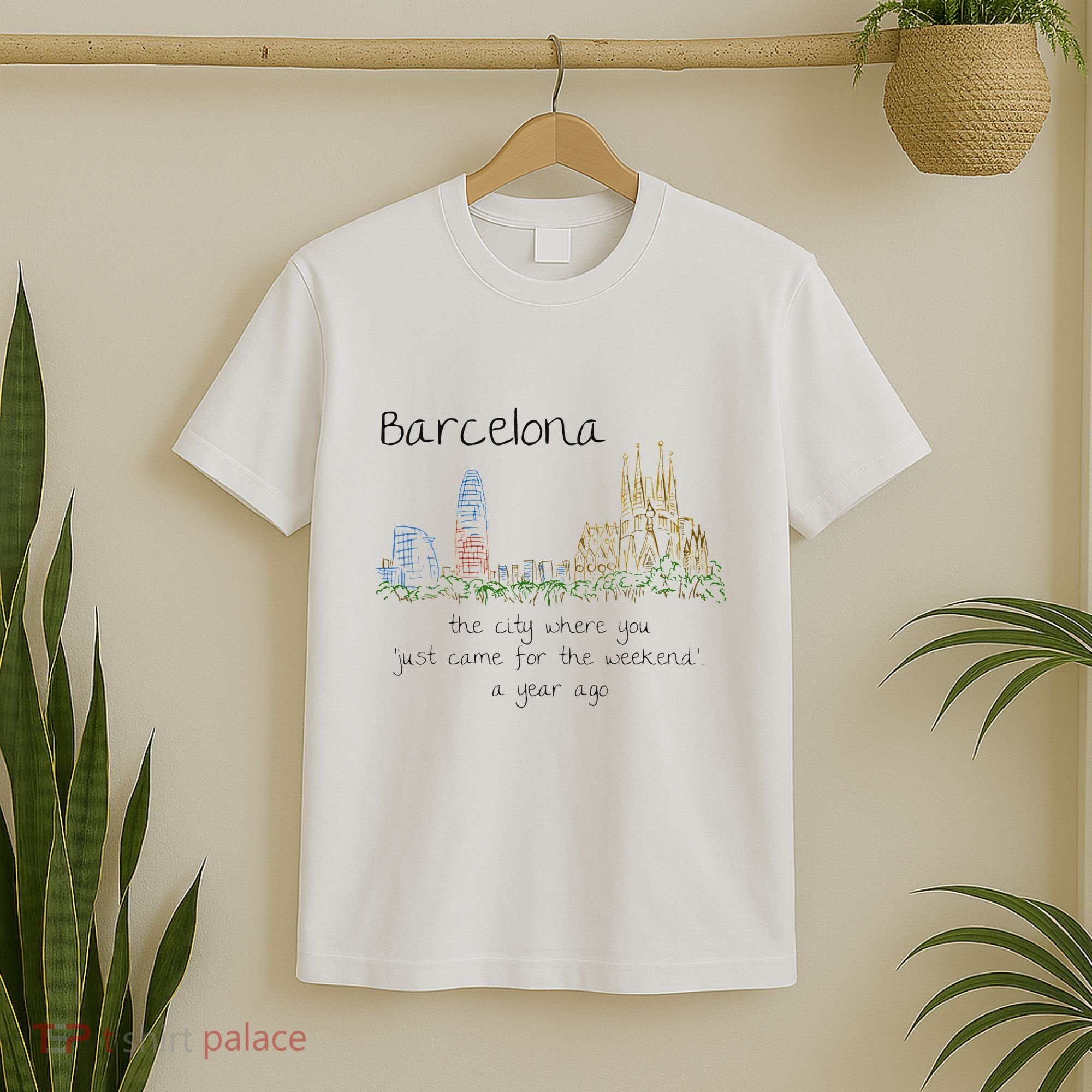 Funny Barcelona Spain Souvenir Hand Drawn Art Gift T-Shirt