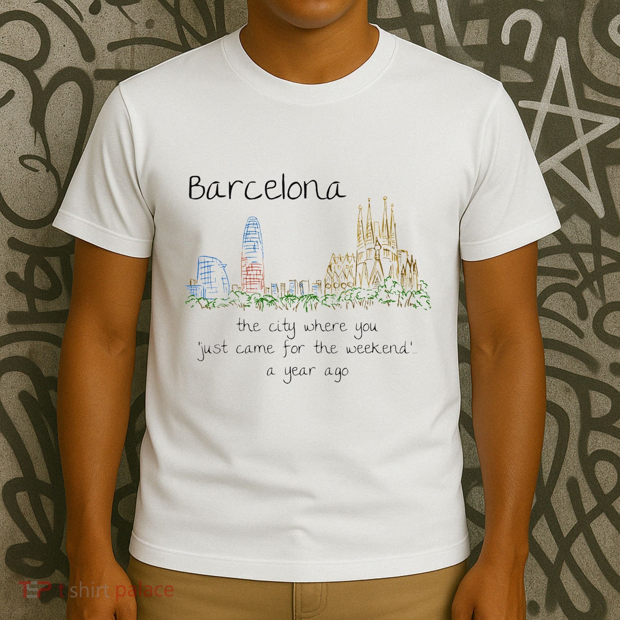 Funny Barcelona Spain Souvenir Hand Drawn Art Gift T-Shirt
