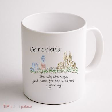 Funny Barcelona Spain Souvenir Hand Drawn Art Gift Coffee Mug back
