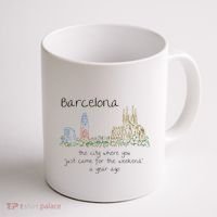 Funny Barcelona Spain Souvenir Hand Drawn Art Gift Coffee Mug thumb 1