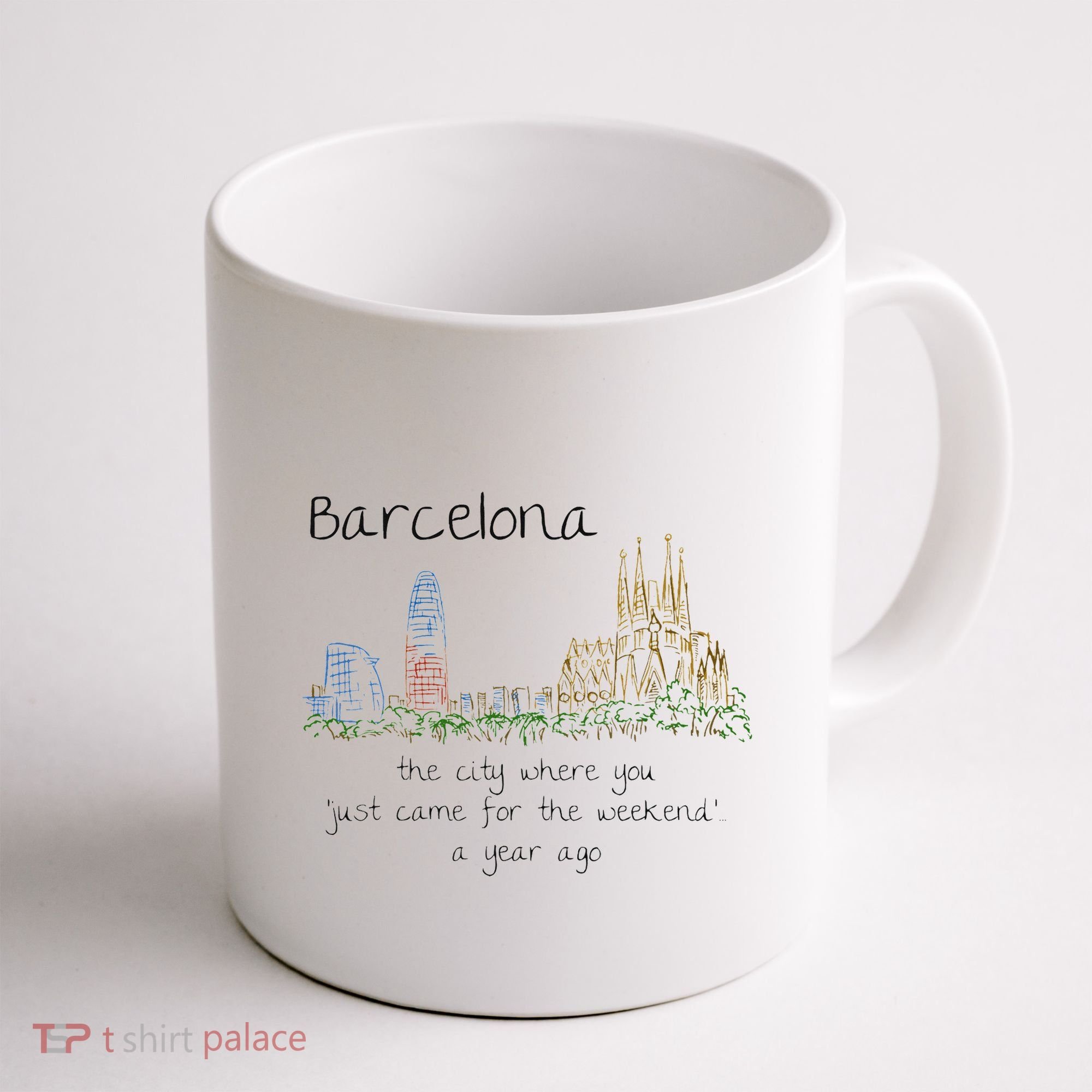 Funny Barcelona Spain Souvenir Hand Drawn Art Gift Coffee Mug
