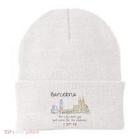 Funny Barcelona Spain Souvenir Hand Drawn Art Gift Beanie thumb 0
