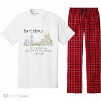 Funny Barcelona Spain Souvenir Hand Drawn Art Gift Pajama Set thumb 0
