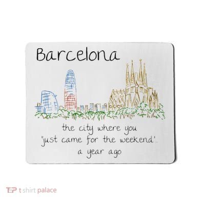 Funny Barcelona Spain Souvenir Hand Drawn Art Gift Mousepad