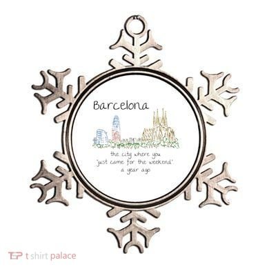 Funny Barcelona Spain Souvenir Hand Drawn Art Gift Ornament