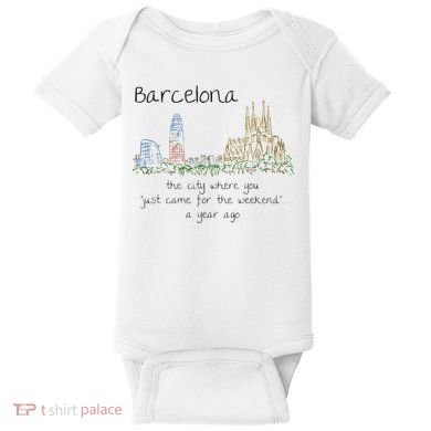 Funny Barcelona Spain Souvenir Hand Drawn Art Gift Baby Bodysuit