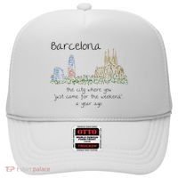 Funny Barcelona Spain Souvenir Hand Drawn Art Gift Hat thumb 0