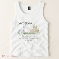 Funny Barcelona Spain Souvenir Hand Drawn Art Gift Tank Top thumb 2