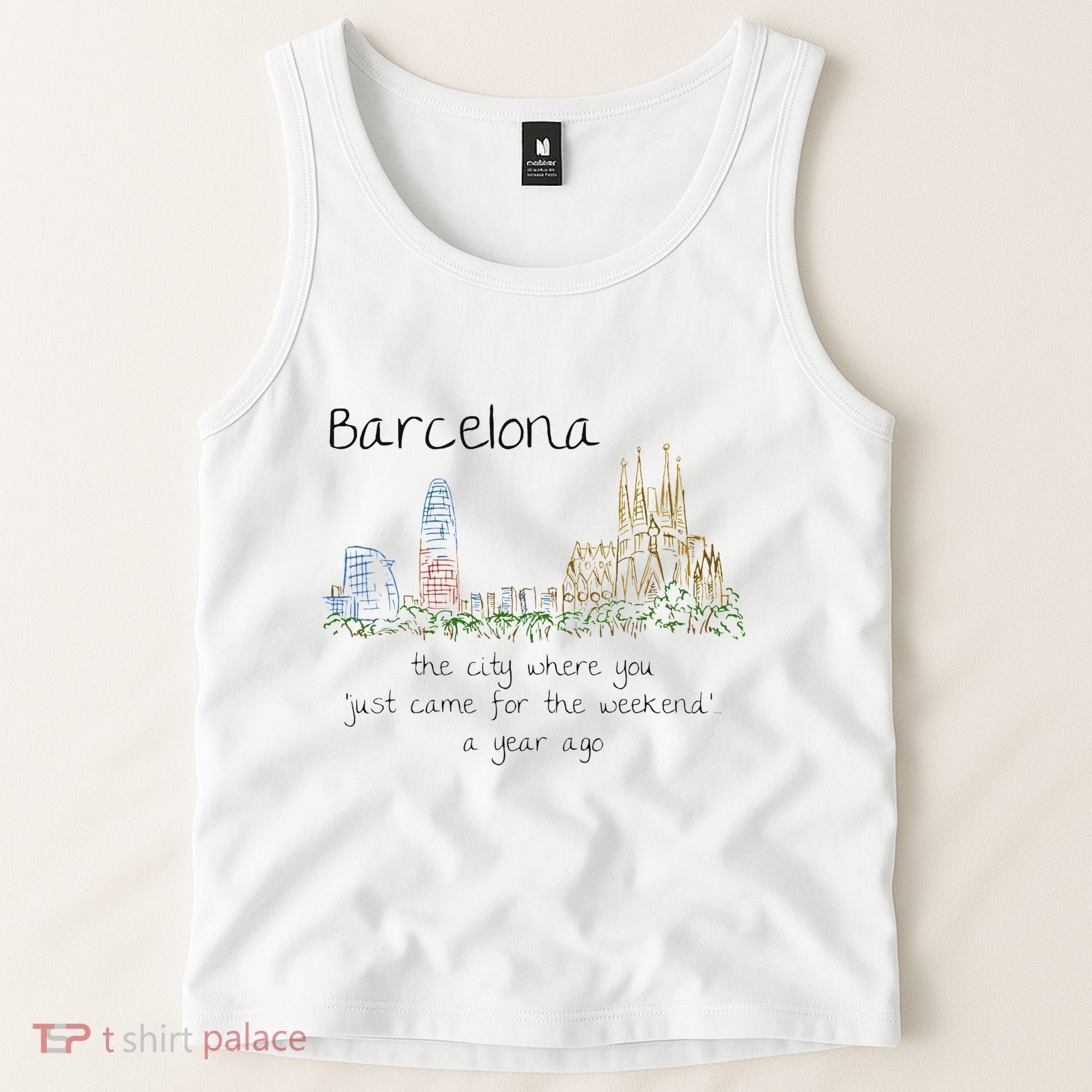 Funny Barcelona Spain Souvenir Hand Drawn Art Gift Tank Top