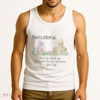 Funny Barcelona Spain Souvenir Hand Drawn Art Gift Tank Top thumb 3