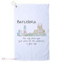 Funny Barcelona Spain Souvenir Hand Drawn Art Gift Golf Towel thumb 0