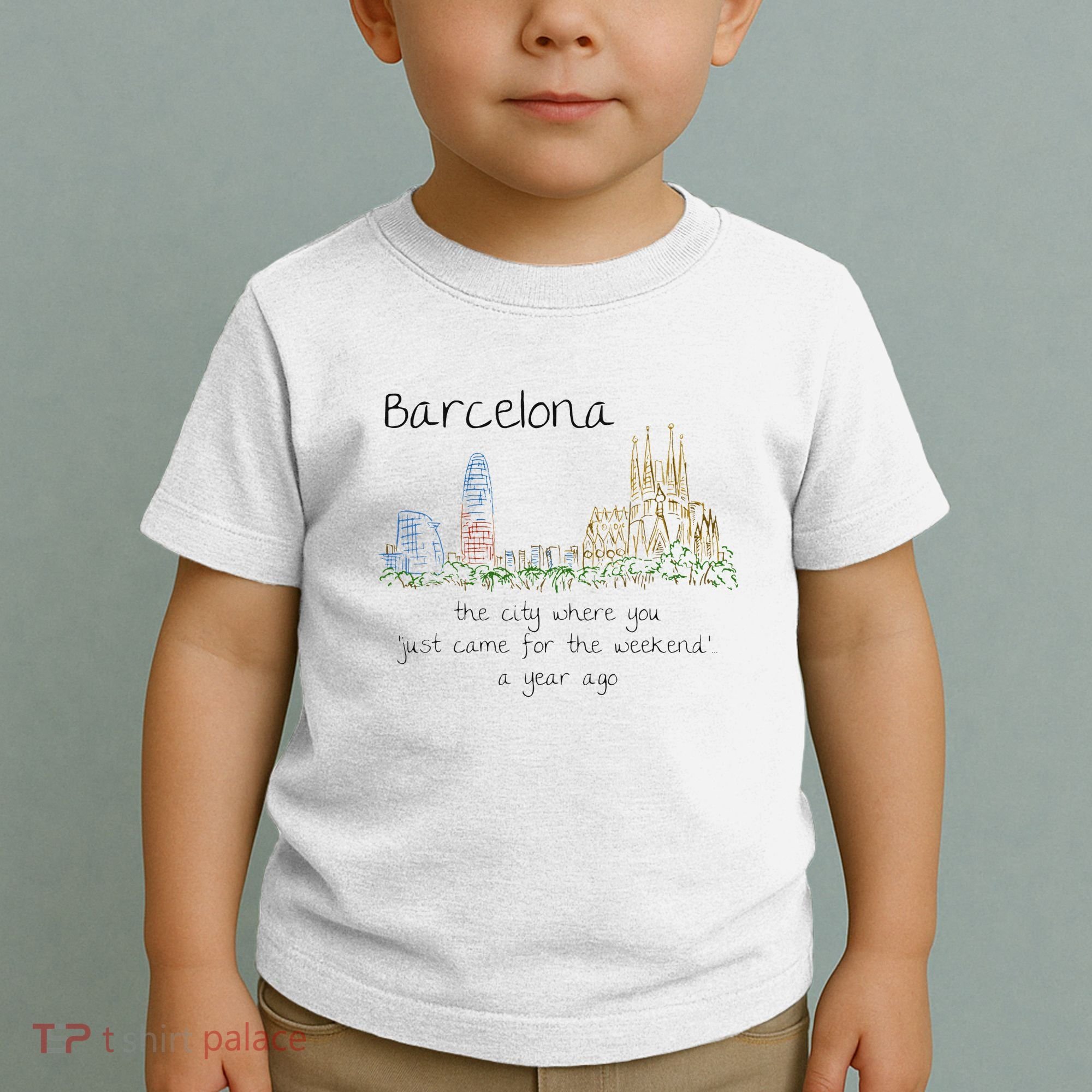 Funny Barcelona Spain Souvenir Hand Drawn Art Gift Toddler T-Shirt