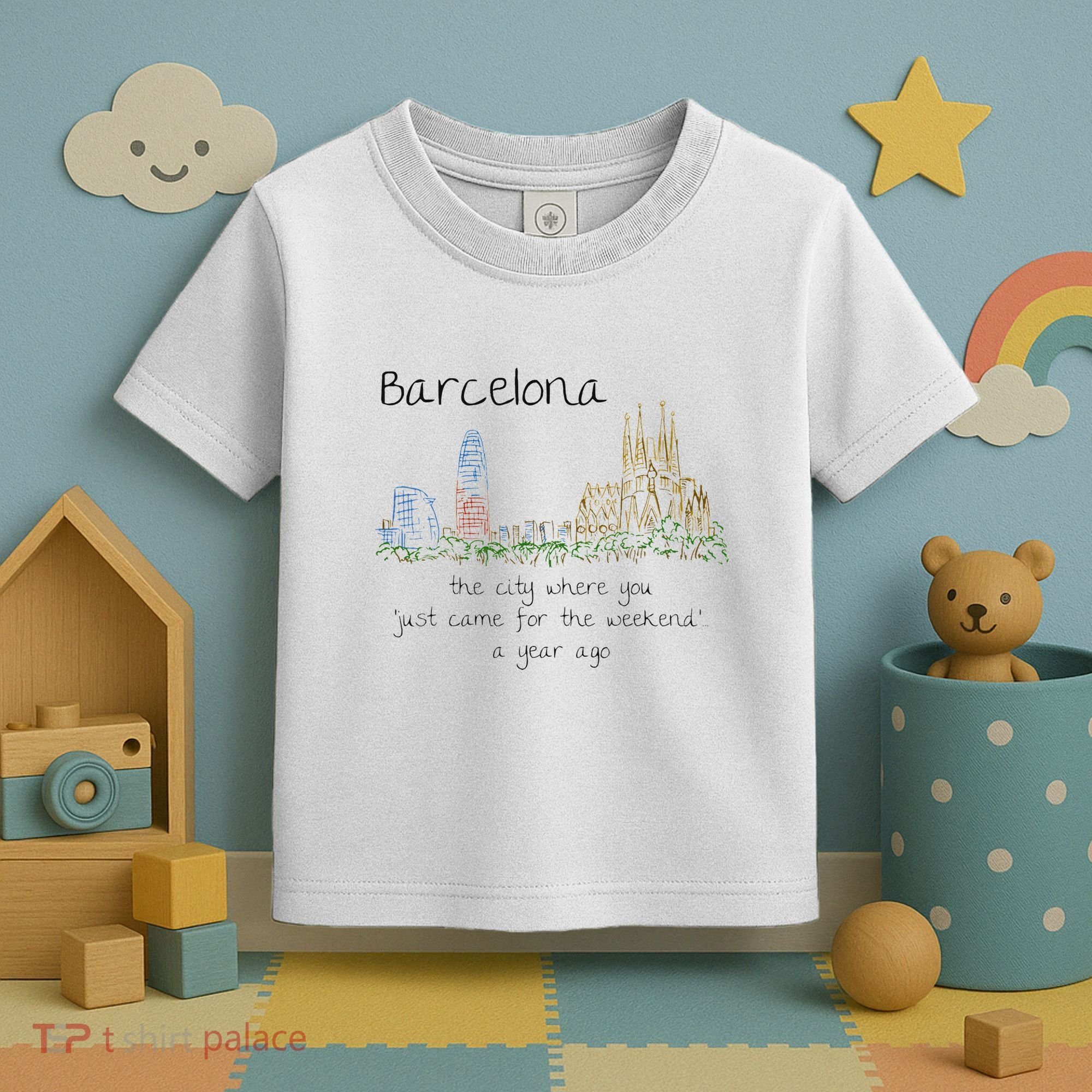 Funny Barcelona Spain Souvenir Hand Drawn Art Gift Toddler T-Shirt