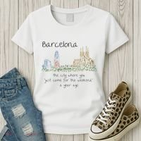 Funny Barcelona Spain Souvenir Hand Drawn Art Gift Women's T-Shirt thumb 3
