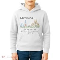 Funny Barcelona Spain Souvenir Hand Drawn Art Gift Kids Hoodie thumb 4