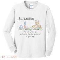 Funny Barcelona Spain Souvenir Hand Drawn Art Gift Kids Long Sleeve Shirt thumb 0