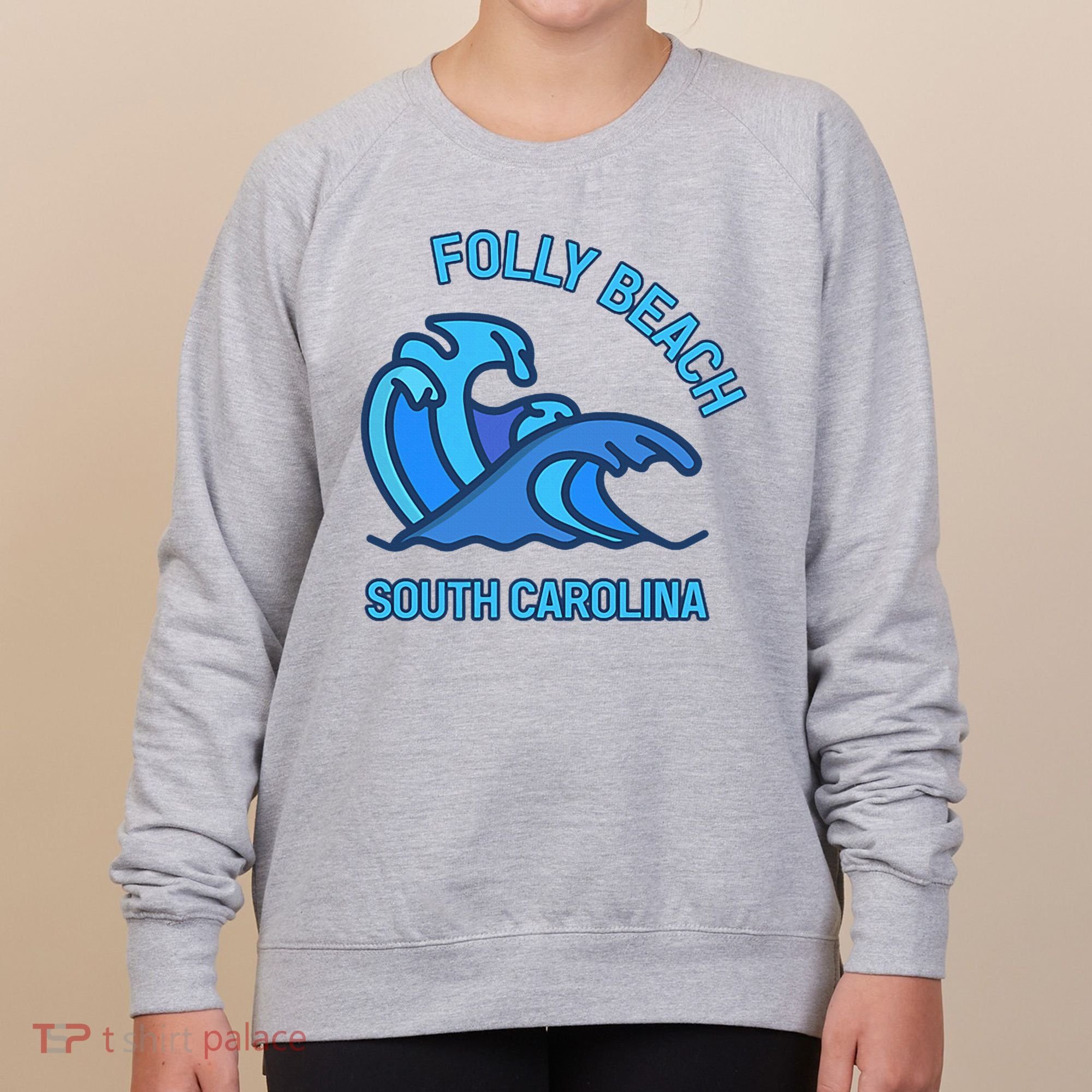 Folly Beach South Carolina Pocket Wave Souvenir Women's Sweatshirt