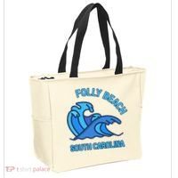Folly Beach South Carolina Pocket Wave Souvenir Tote Bag thumb 2