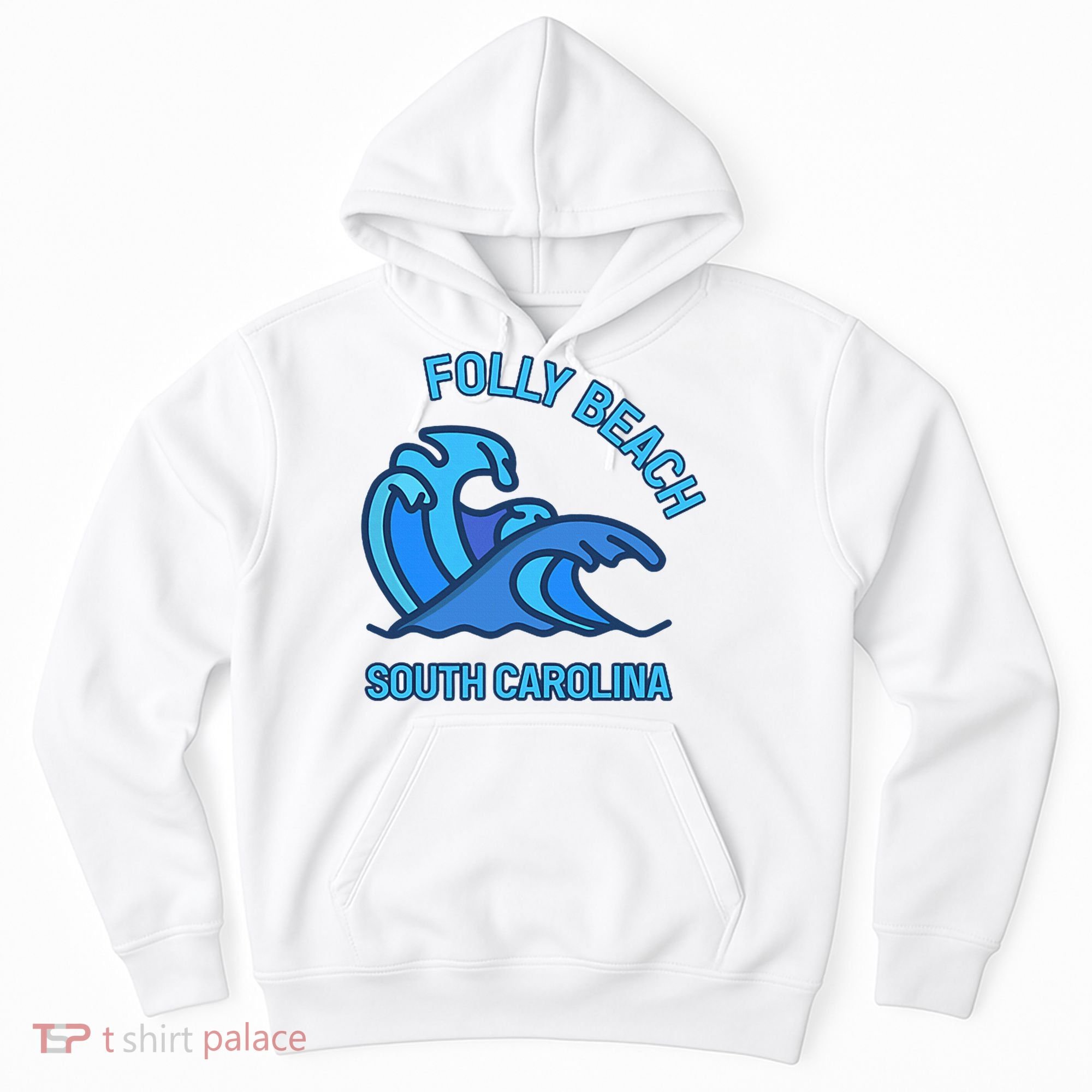 Folly Beach South Carolina Pocket Wave Souvenir Hoodie