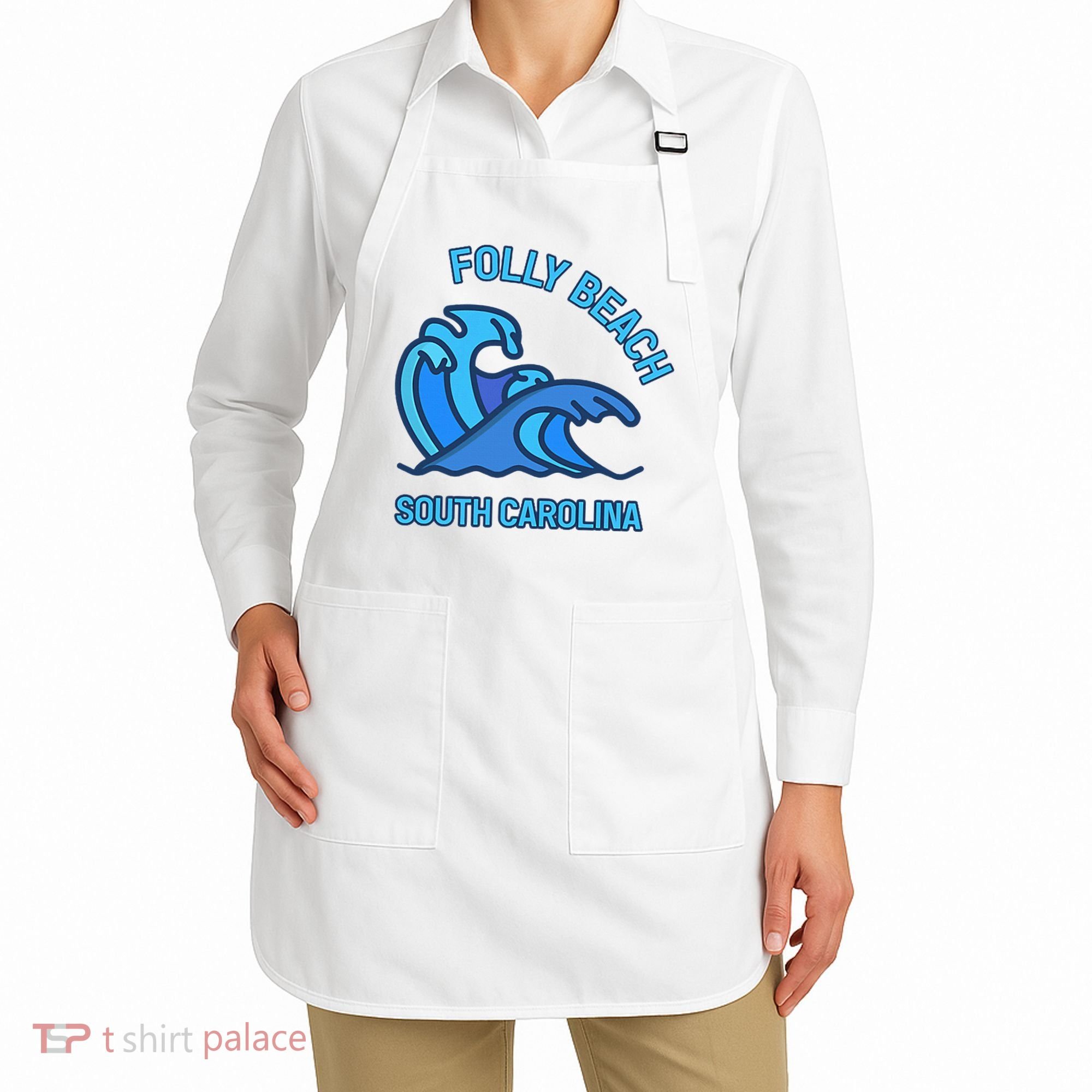 Folly Beach South Carolina Pocket Wave Souvenir Apron