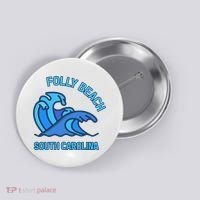 Folly Beach South Carolina Pocket Wave Souvenir Button thumb 0