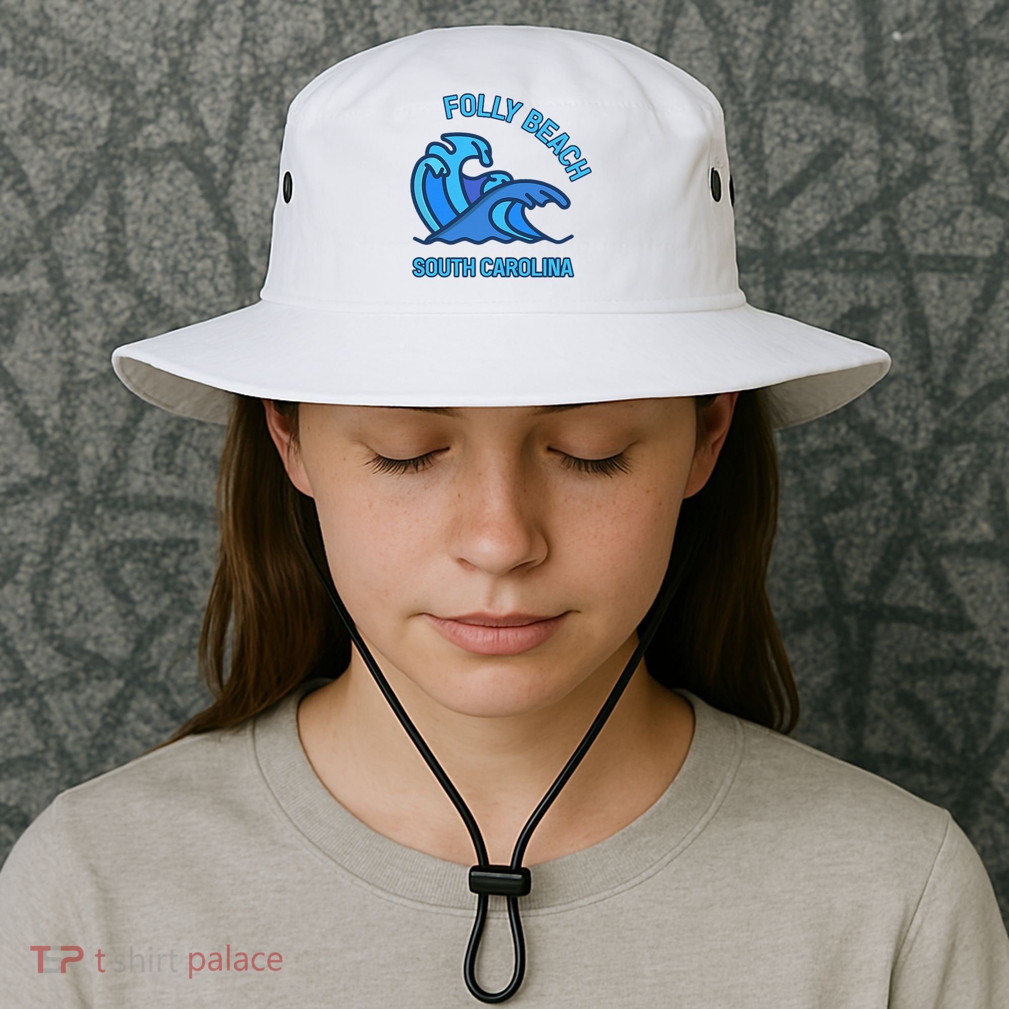 Folly Beach South Carolina Pocket Wave Souvenir Bucket Hat