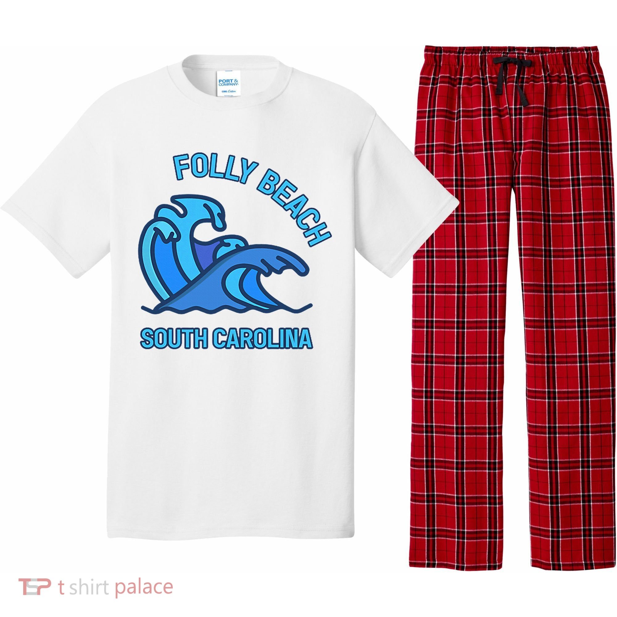 Folly Beach South Carolina Pocket Wave Souvenir Pajama Set