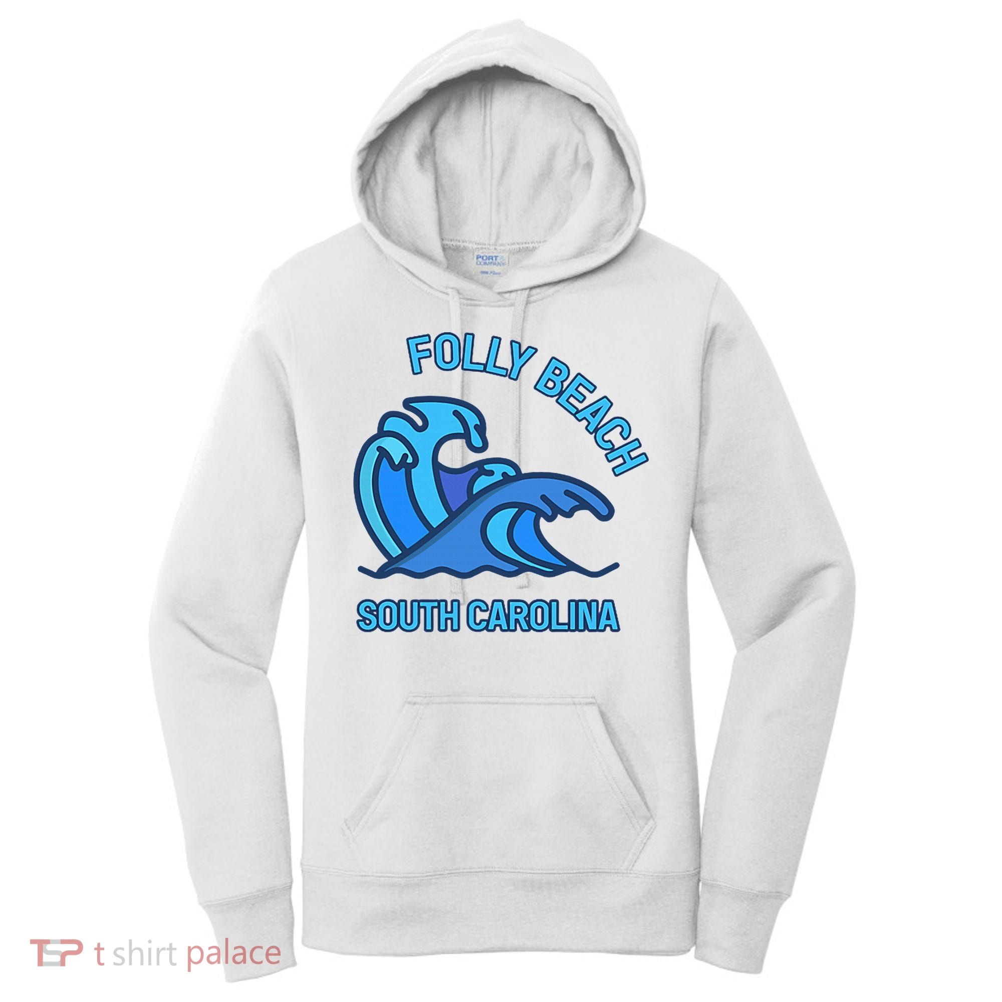 Folly Beach South Carolina Pocket Wave Souvenir Women's Hoodie