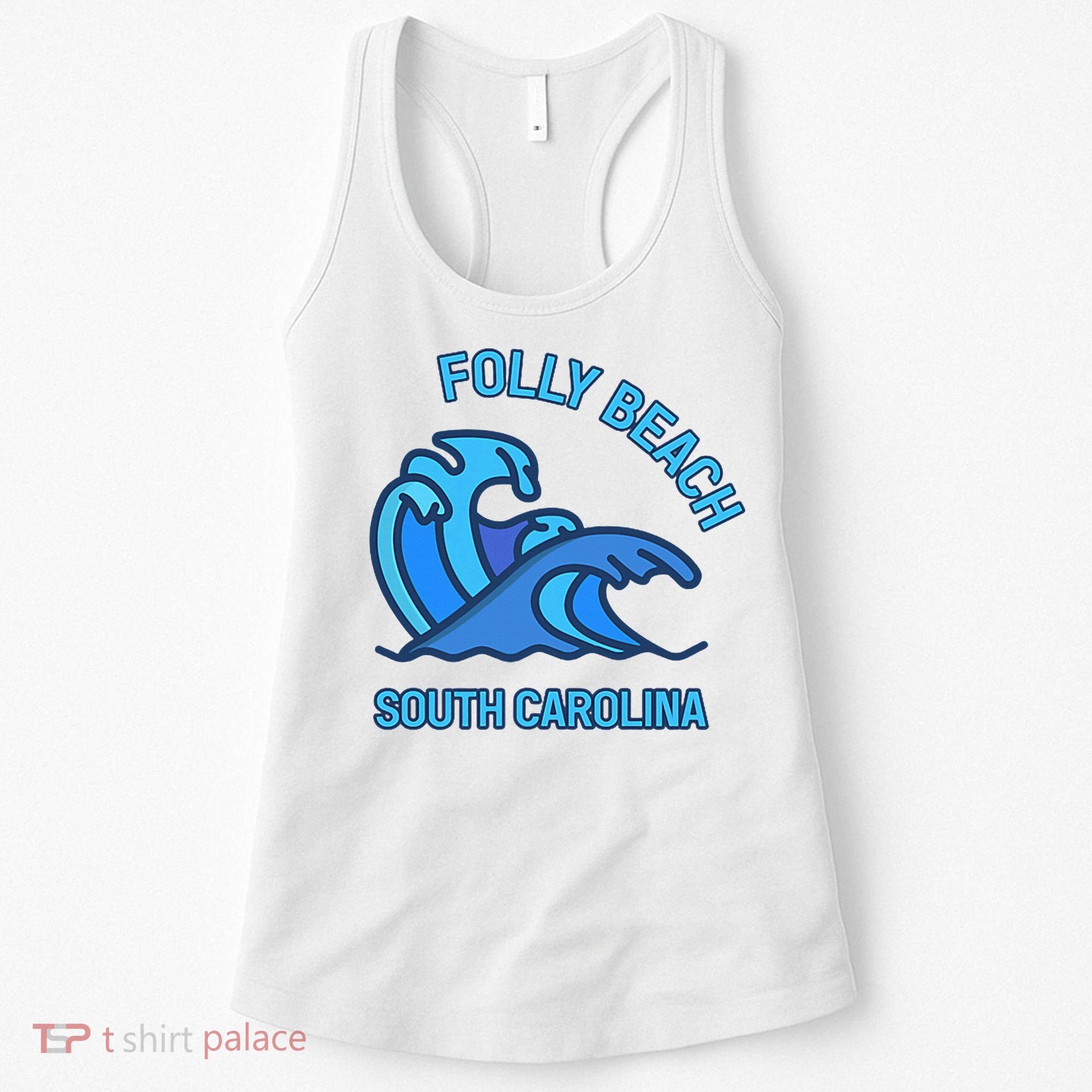 Folly Beach South Carolina Pocket Wave Souvenir Women's Tank Top