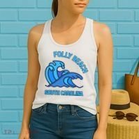 Folly Beach South Carolina Pocket Wave Souvenir Women's Tank Top thumb 2