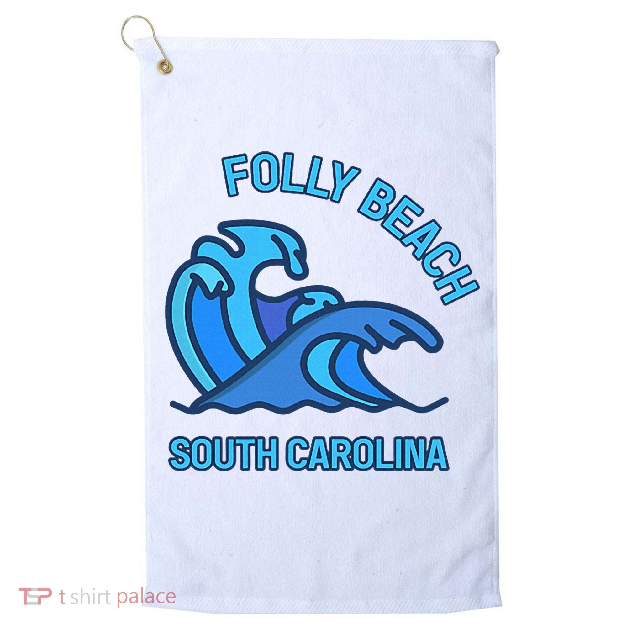 Folly Beach South Carolina Pocket Wave Souvenir Golf Towel